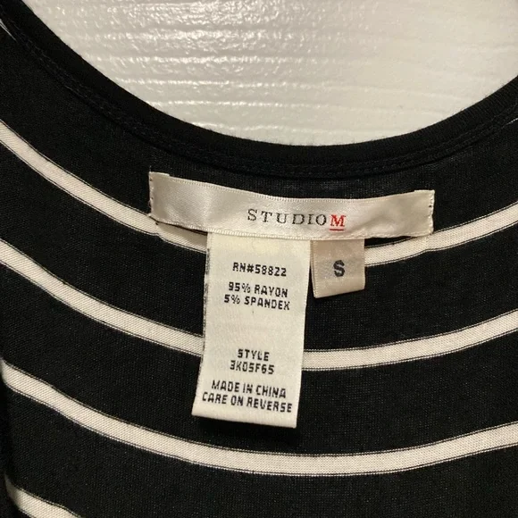 Studio M Black and White Striped Sleeveless Maxi Dress #W - Picture 4 of 7